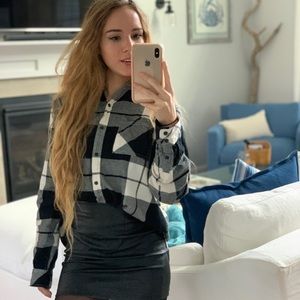 Shirt black and white flannel